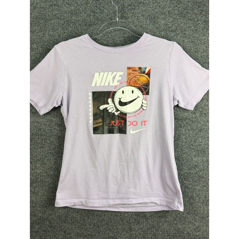 Nike Youth Large Lavender Smiley Just Do It Graphic T-Shirt